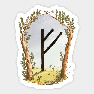 rune fehu - magical symbol Sticker